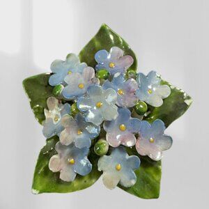 VTG Flower Brooch Staffordshire Cara China Blue Forget-Me-Nots England Chippy